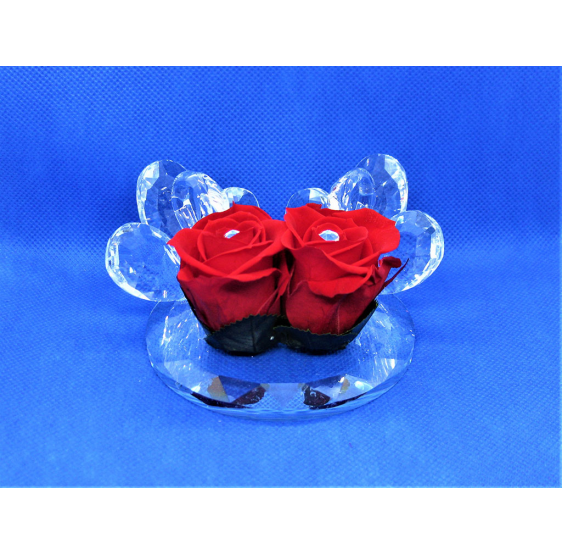 PAVONI GRANDI CRISTALLO SU BASE E 2 ROSE