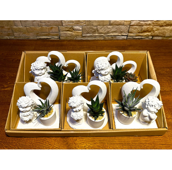 Serie angeli 5 pezzi con cuori