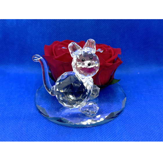 Gatto su base e due rose