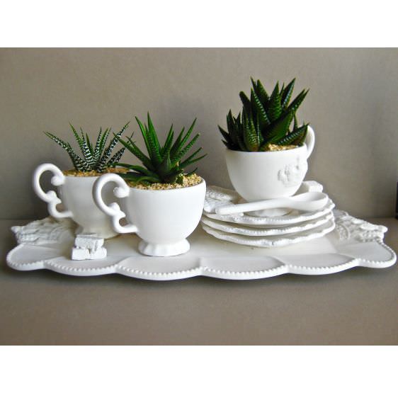 vassoio shabby sheffield tè per 3