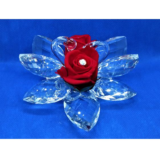 Cigni grandi cristallo e rose